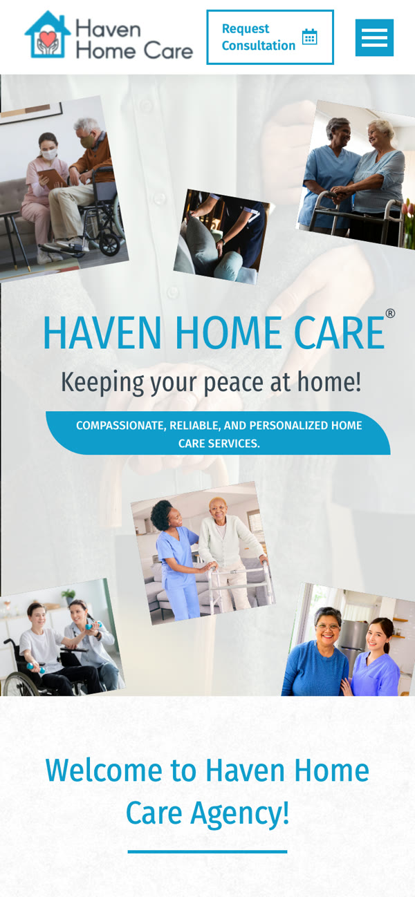 Haven Home Care on a phone